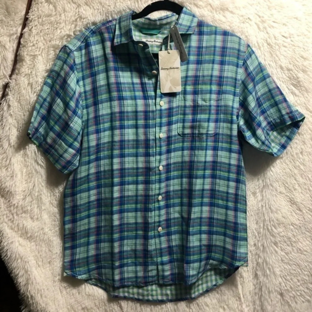 Tommy bahama plaid button up shirt